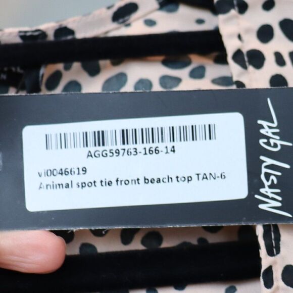 Nasty Gal Animal Spot Tie Front Beach Top and Trousers Size 2 New - Picture 10 of 12